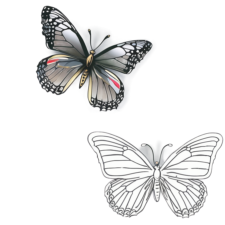 Butterfly Outline Sketch Png 1