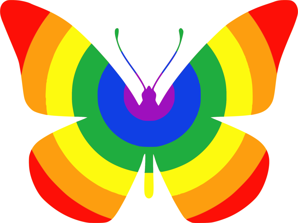 Butterfly Rainbow Insect Color Pollinator - Rainbow Butterfly Clipart, HD Png Download PNG with transparent background