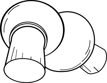 Button Mushrooms Line Art PNG with transparent background