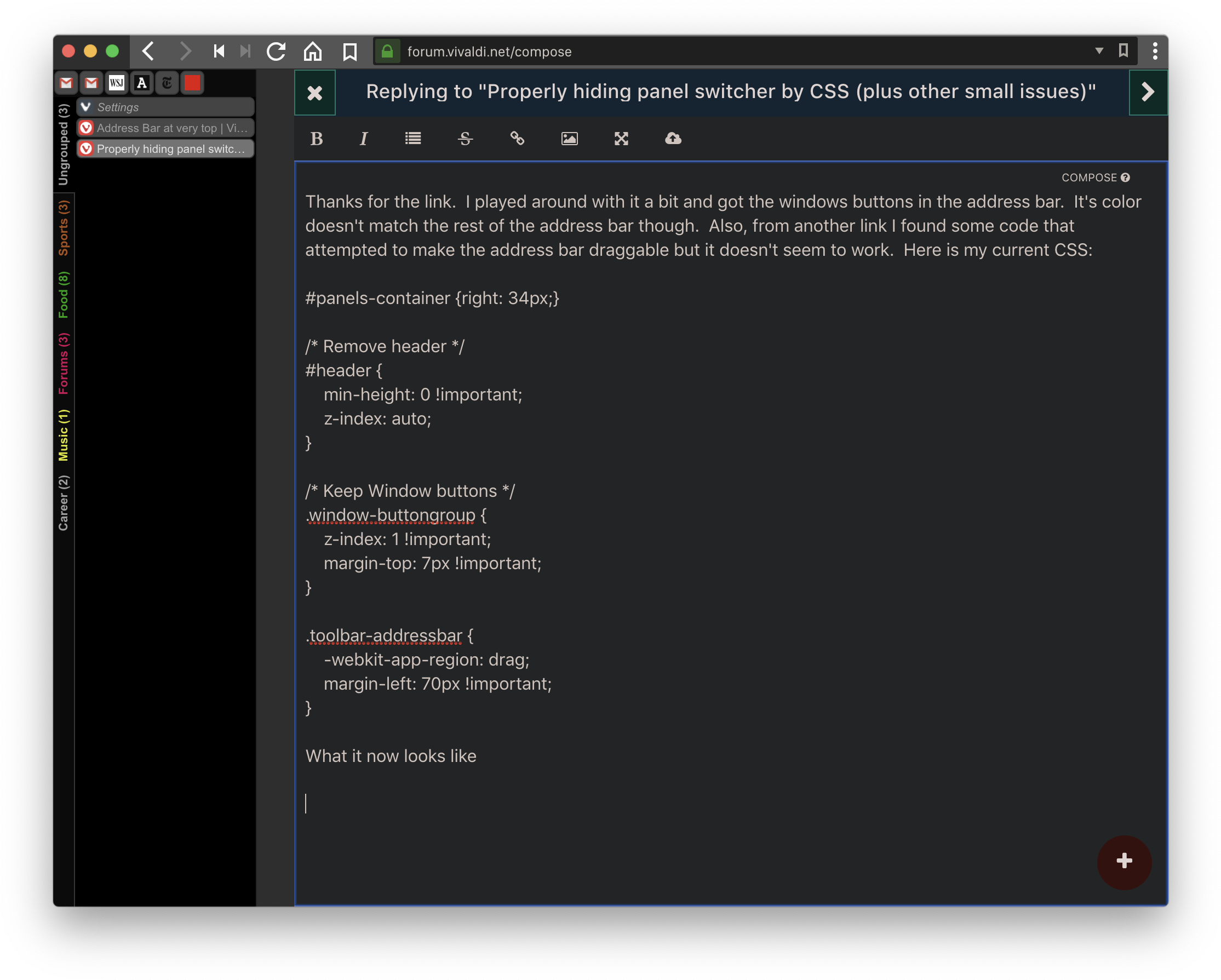 C S S Forum Discussion Screenshot PNG with transparent background