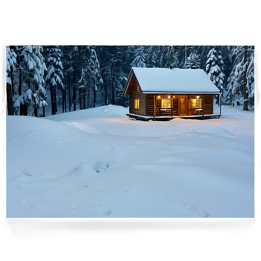 Cabin In Snowy Forest Png 91