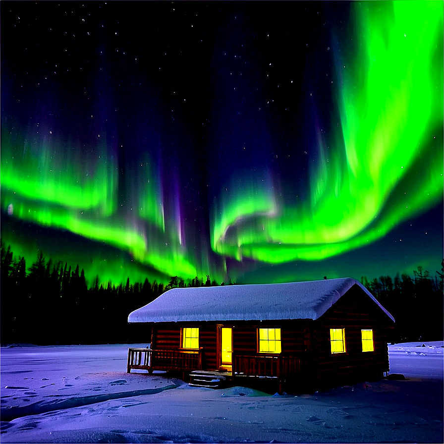 Cabin Under the Northern Lights PNG bri19 PNG image with a transparent background, free high-resolution download