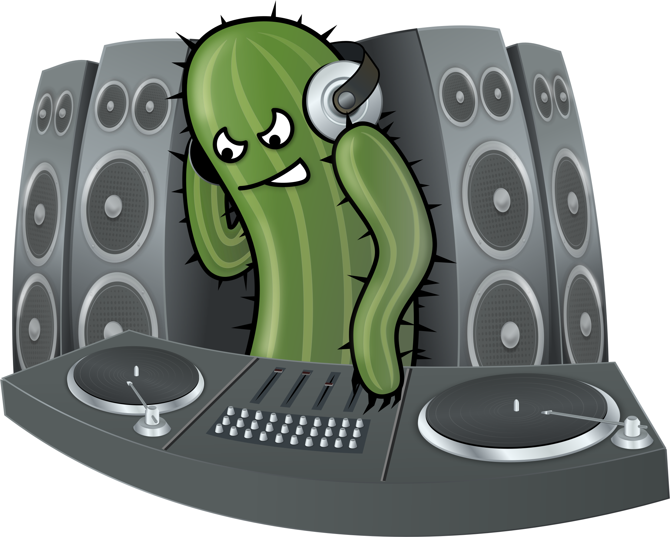 Dj, Cactus, Speakers, Green, Buttons, Knobs, Audio - Dj Cactus, HD Png Download PNG with transparent background