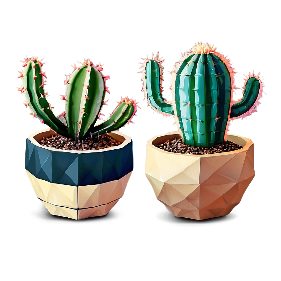 Cactus In Geometric Planter Png Wnn3