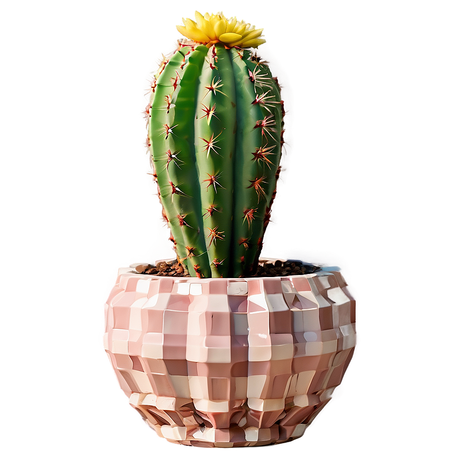 Cactus In Geometric Planter Png Wrr