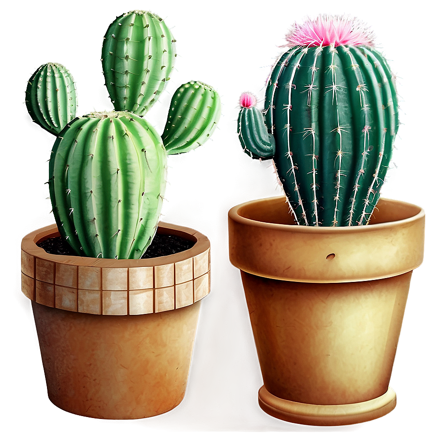 Cactus Potted Plants Set Png Ksa50