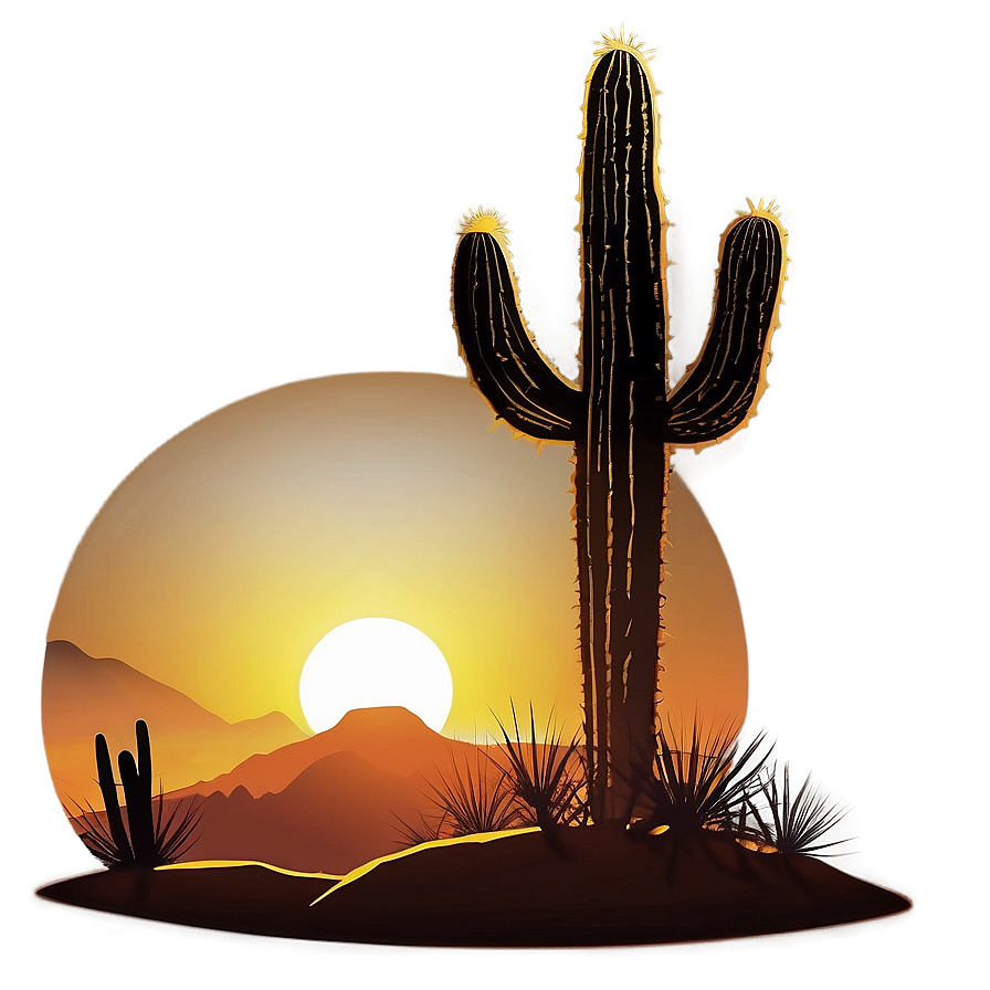 Cactus Sunset Landscape Png 06282024