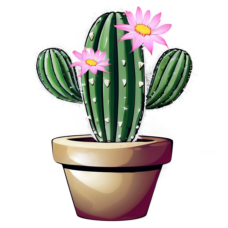 Cactus With Pink Flowers Png Xlv13