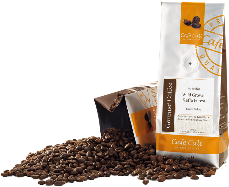 Cafe Cult Gourmet Coffee Packaging PNG with transparent background
