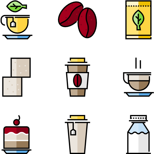 Cafe Icons Collection PNG with transparent background