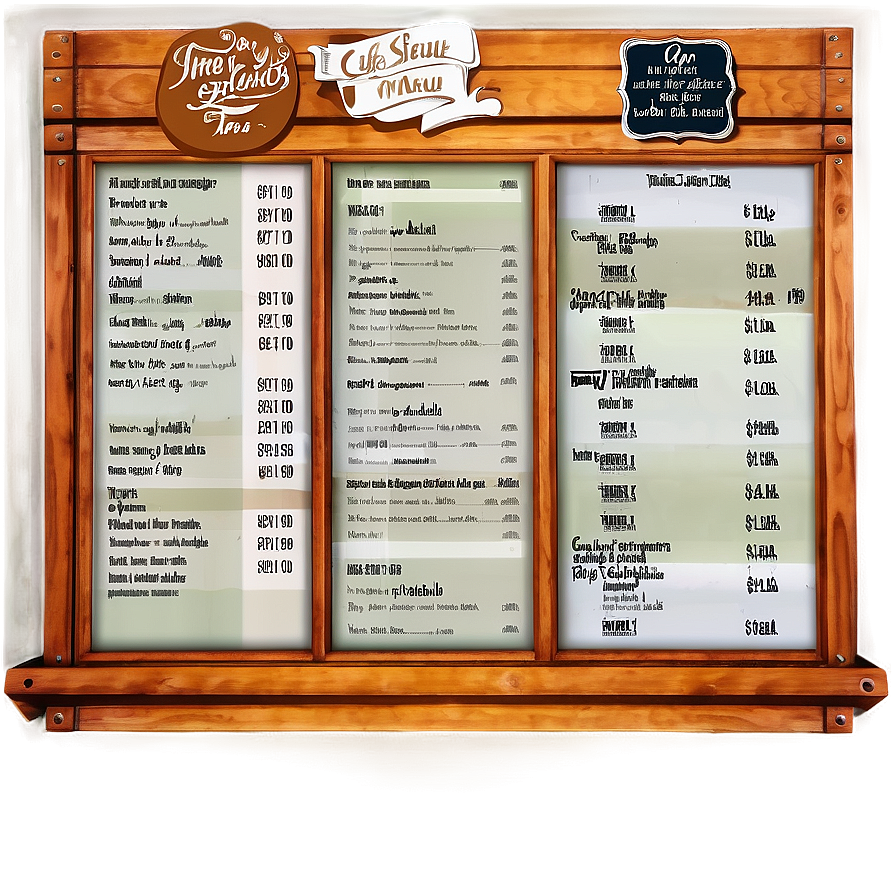 Cafe Menu Board PNG 72 PNG with transparent background
