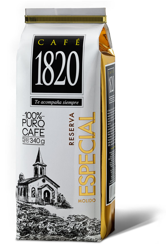 Cafe1820 Ground Coffee Packaging PNG with transparent background