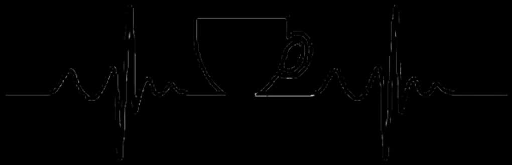 Caffeine Heartbeat Line Art PNG with transparent background