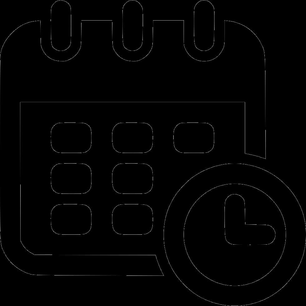 Calendar Clock Icon Blackand White