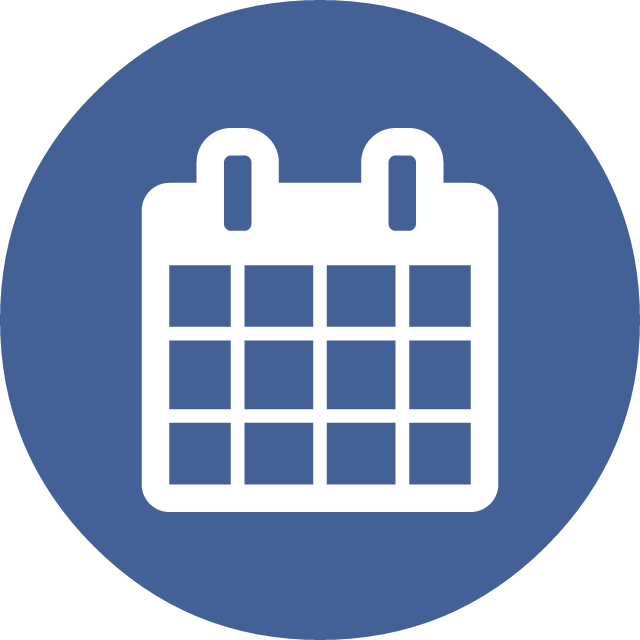 Calendar Icon Blue Circle PNG with transparent background