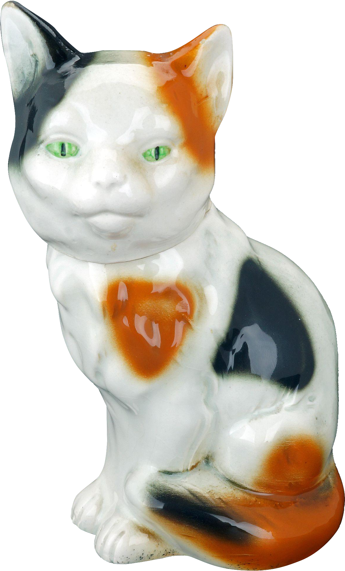 Calico Cat Figurine Green Eyes