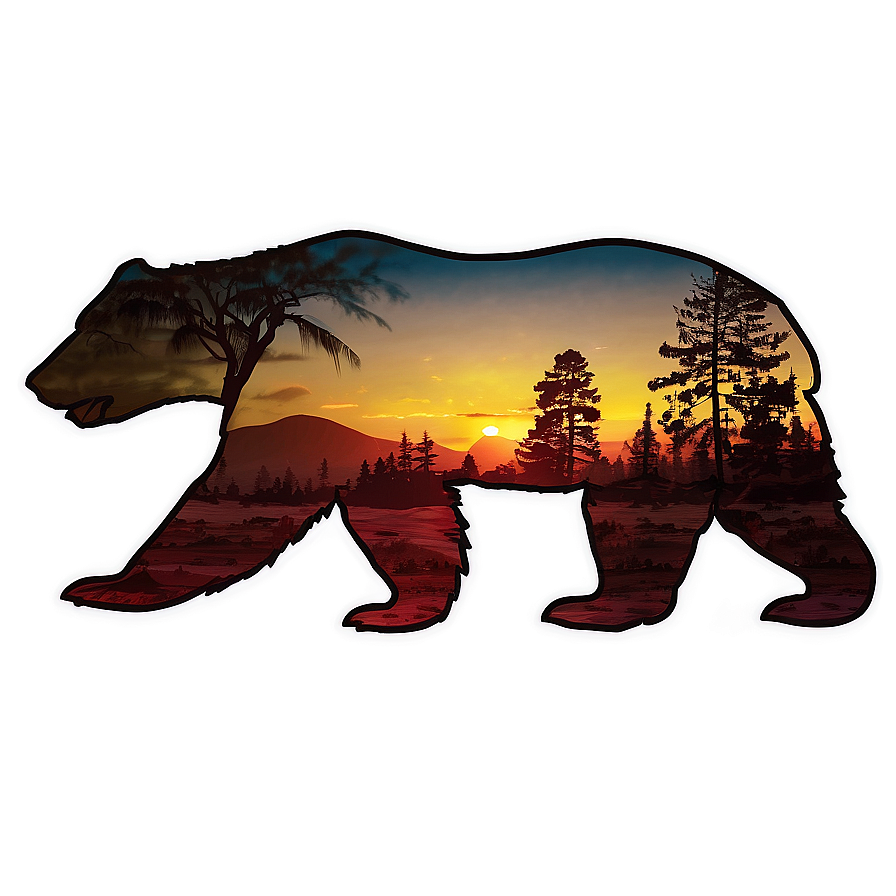 California Bear Sunset Scene Png Hph42