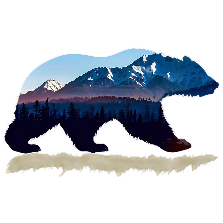 California Bear With Mountains Background Png 27