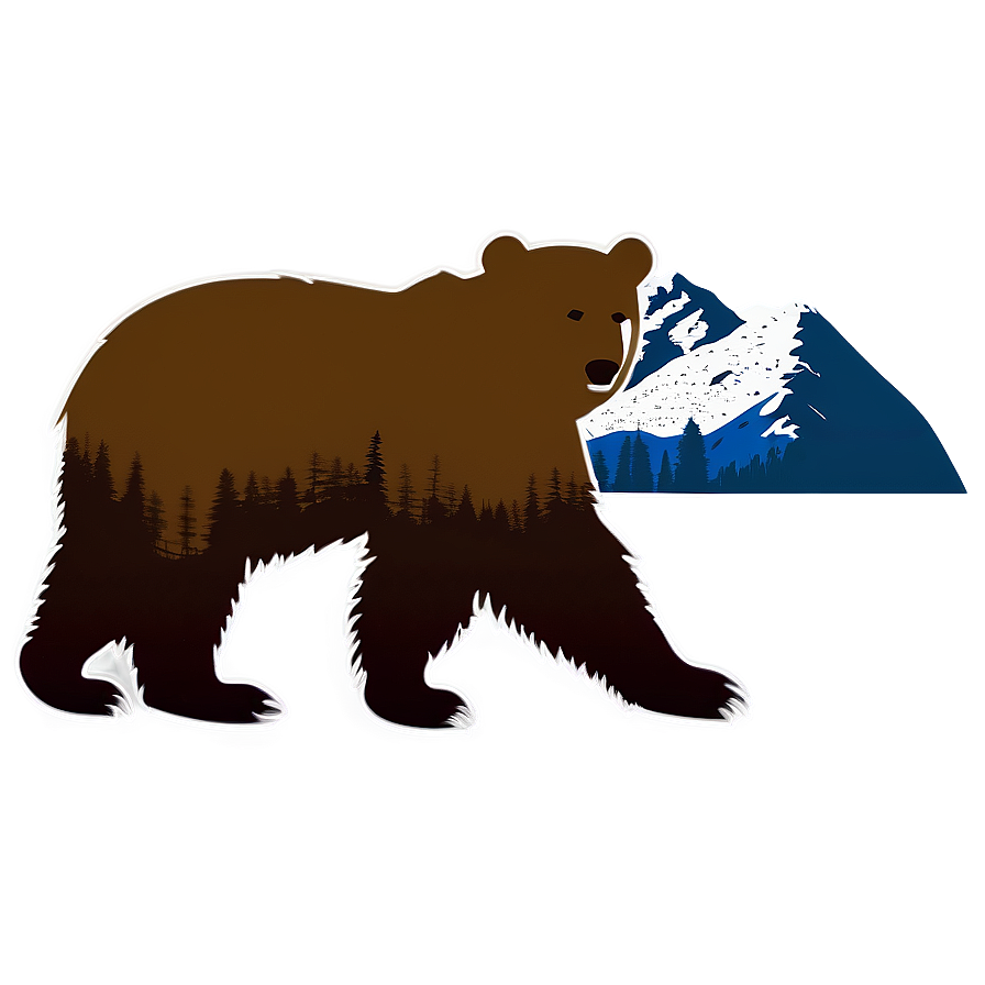 California Bear With Mountains Background Png Dbn99