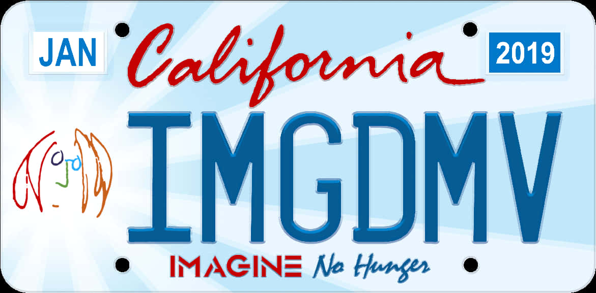 California I M A G I N E License Plate2019