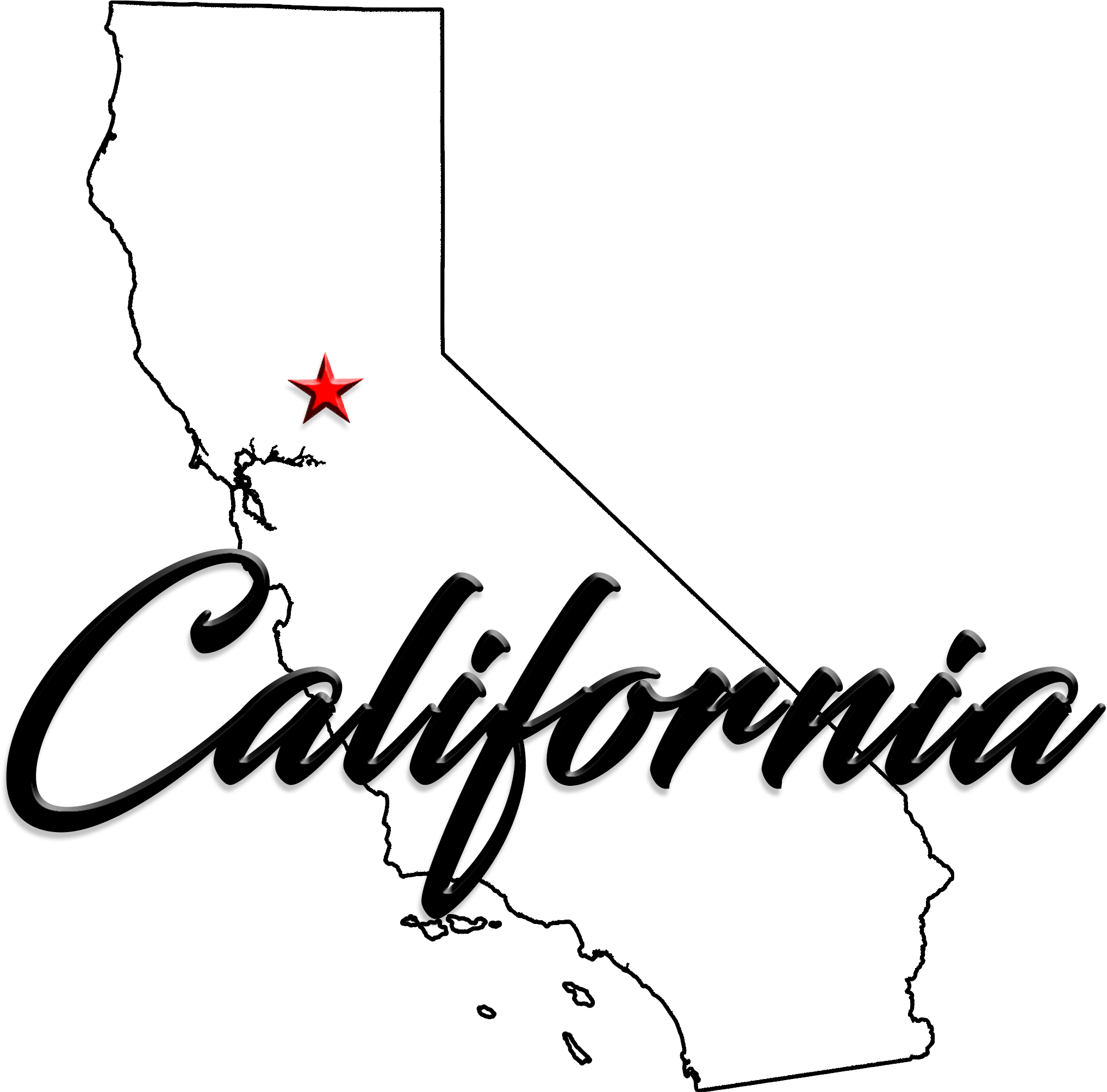 California Outlinewith Starand Name