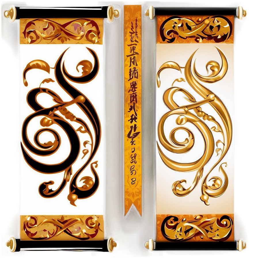 Calligraphy Scroll Banner Art Png 98