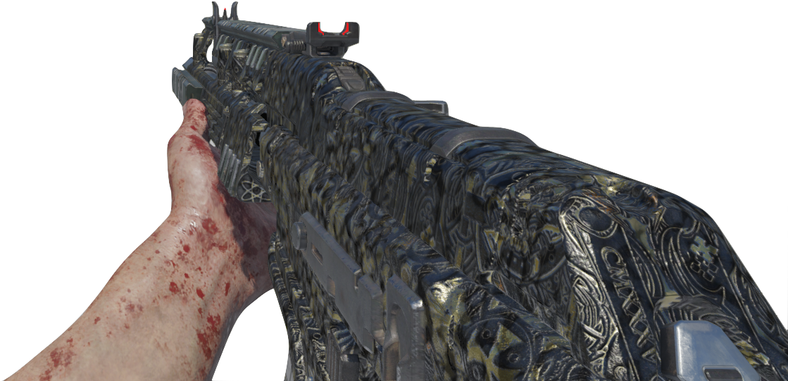 Callof Duty Bloodied Hand Holding Ornate Gun