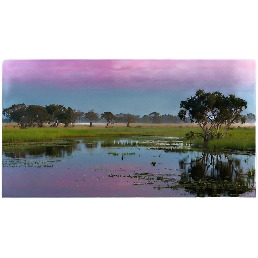 Calm Marshland At Twilight Landscape Png Fkm46