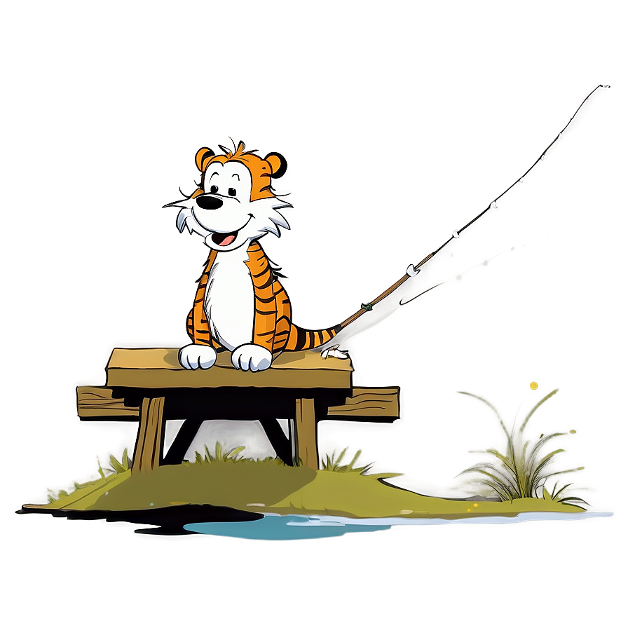 Calvin And Hobbes Fishing PNG 06232024 PNG with transparent background
