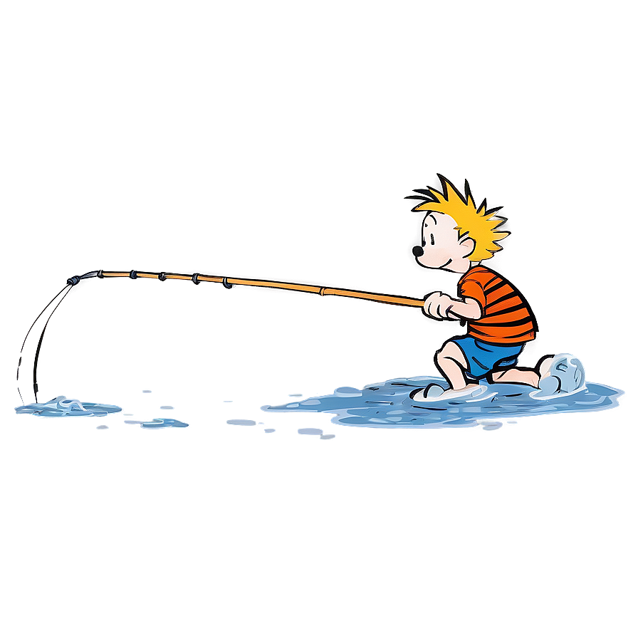 Calvin And Hobbes Fishing PNG orl52 PNG with transparent background