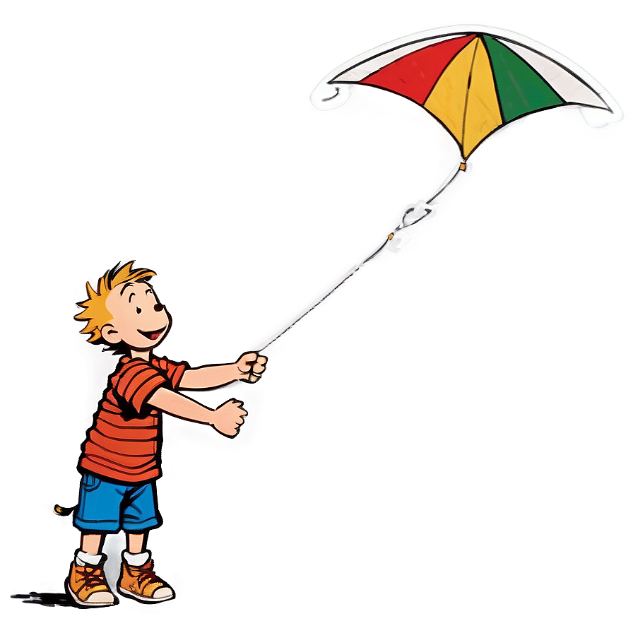 Calvin And Hobbes Flying Kite Png Tbc45