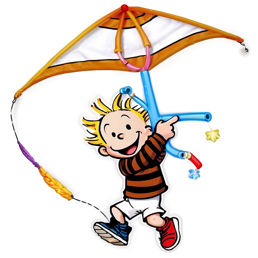 Calvin And Hobbes Flying Kite Png Vdl17