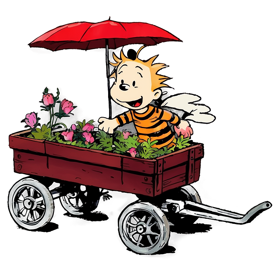 Calvin And Hobbes Wagon Ride PNG 06232024 PNG with transparent background