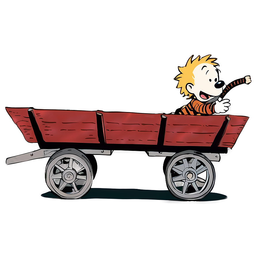 Calvin And Hobbes Wagon Ride PNG wah51 PNG with transparent background