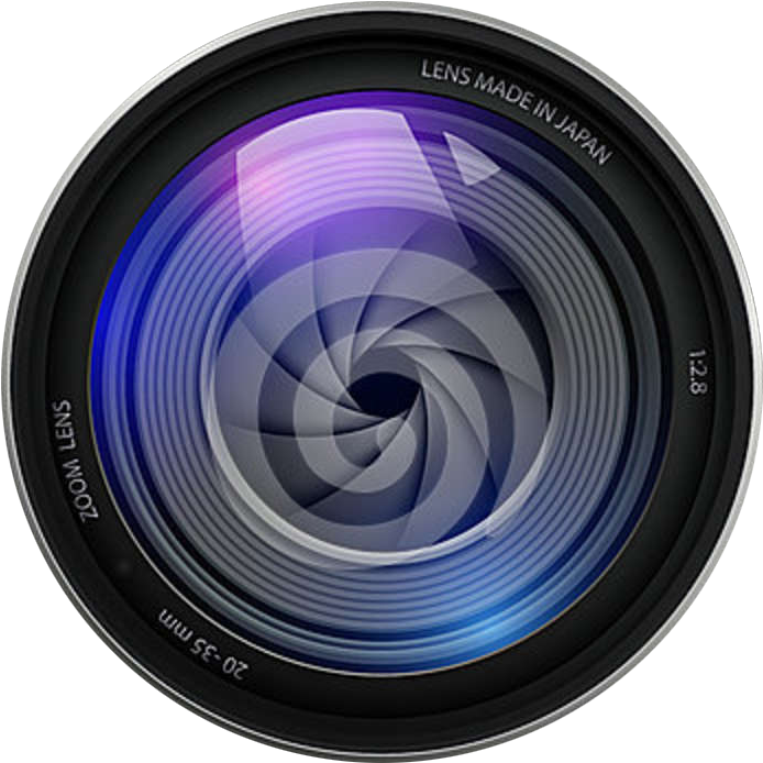 Camera Lens Close Up View PNG with transparent background