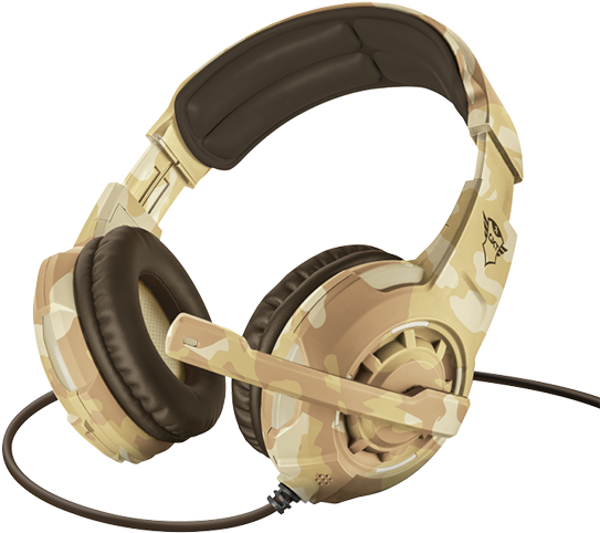 Camo Gaming Headset Product Image PNG image with a transparent background, free high-resolution download