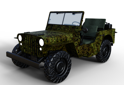 Camo Jeep Classic Model PNG with transparent background