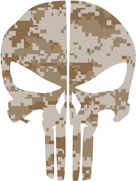 Desert Digital Camo Punisher Skull Rear Helmet Reflective - Punisher Skull Digital Camo, HD Png Download PNG with transparent background