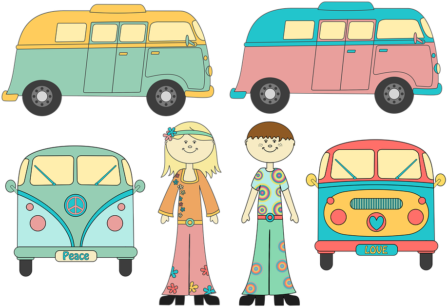 Camper Van, Hippy, People, Girl, Boy, 60's - Compact Van, HD Png Download PNG with transparent background
