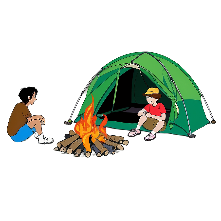 Campers Sitting Around Fire Png 05252024