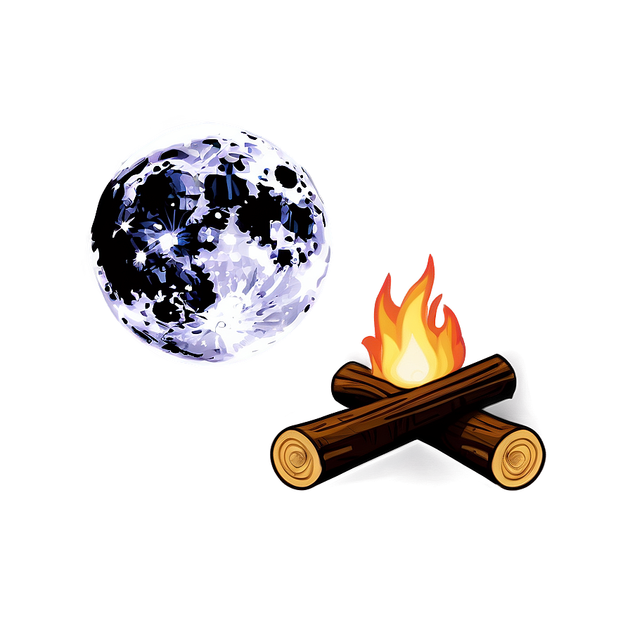 Campfire And Full Moon Png Llb