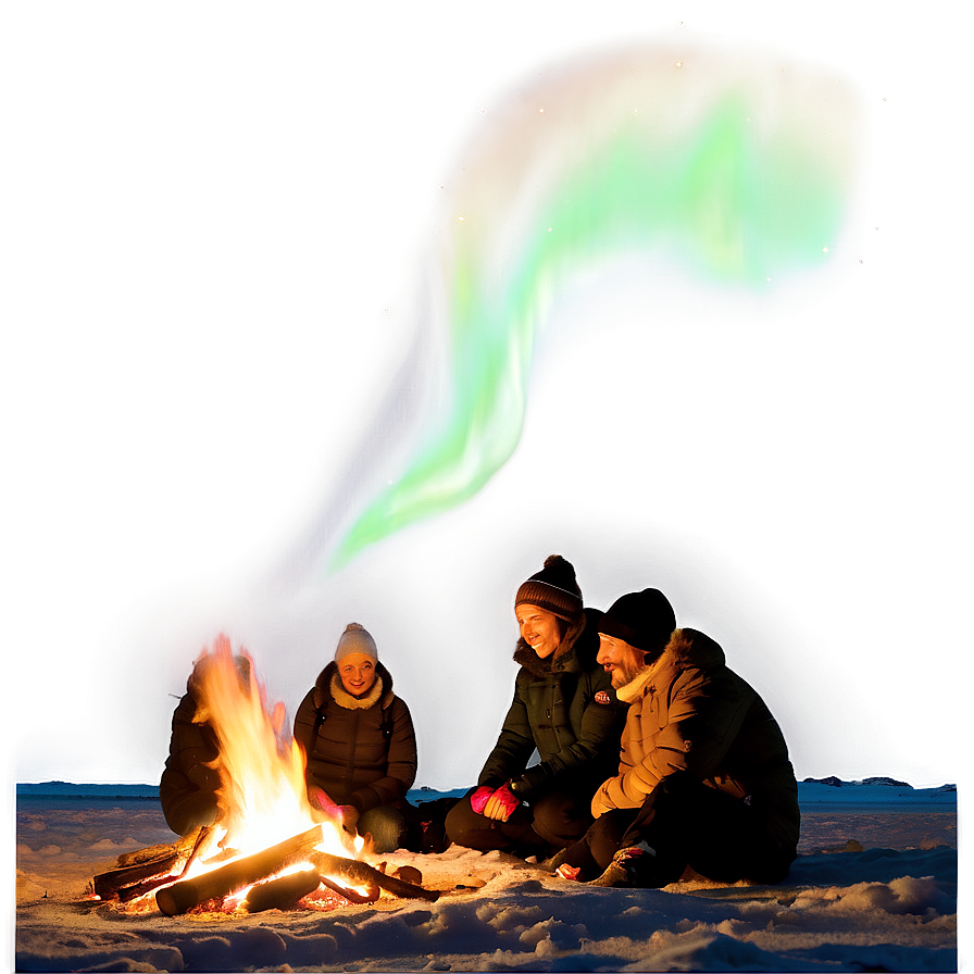 Campfire And Northern Lights Png Nvg