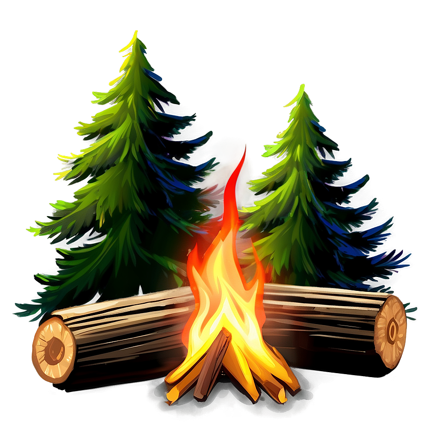 Campfire And Pine Trees Png 42