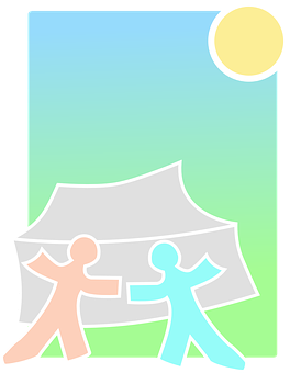 Camping Setup Cartoon Illustration PNG with transparent background