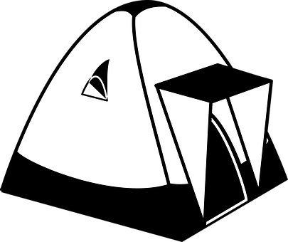 Camping Tent Icon Blackand White PNG with transparent background