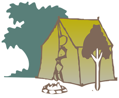 Camping Tentand Campfire Illustration PNG with transparent background