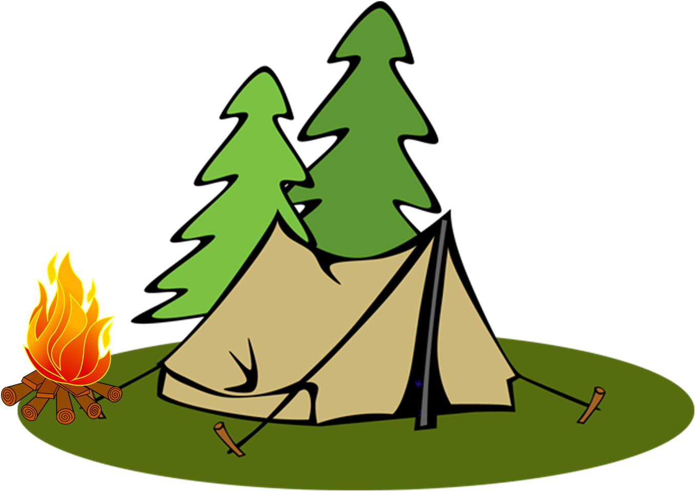 Campsite With Tent And Campfire Illustration