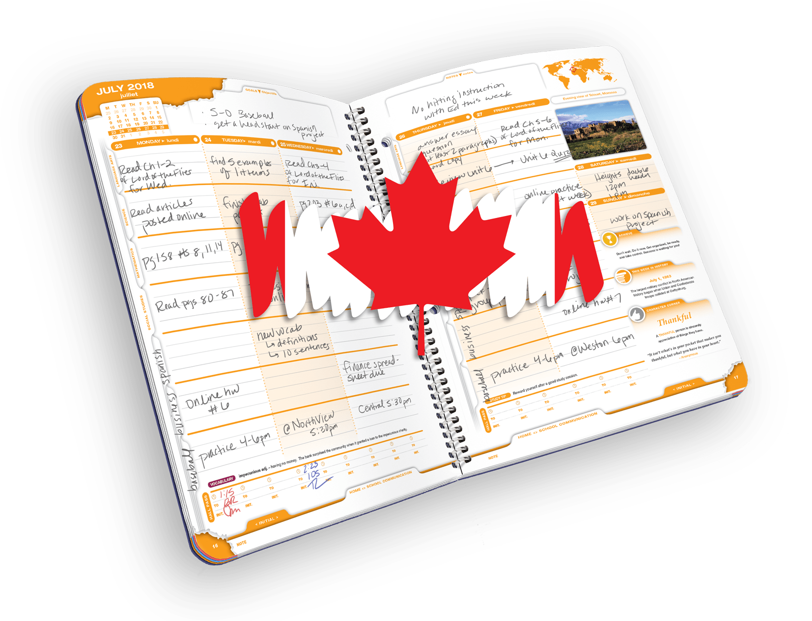 Canada Flag Overlay On Planner