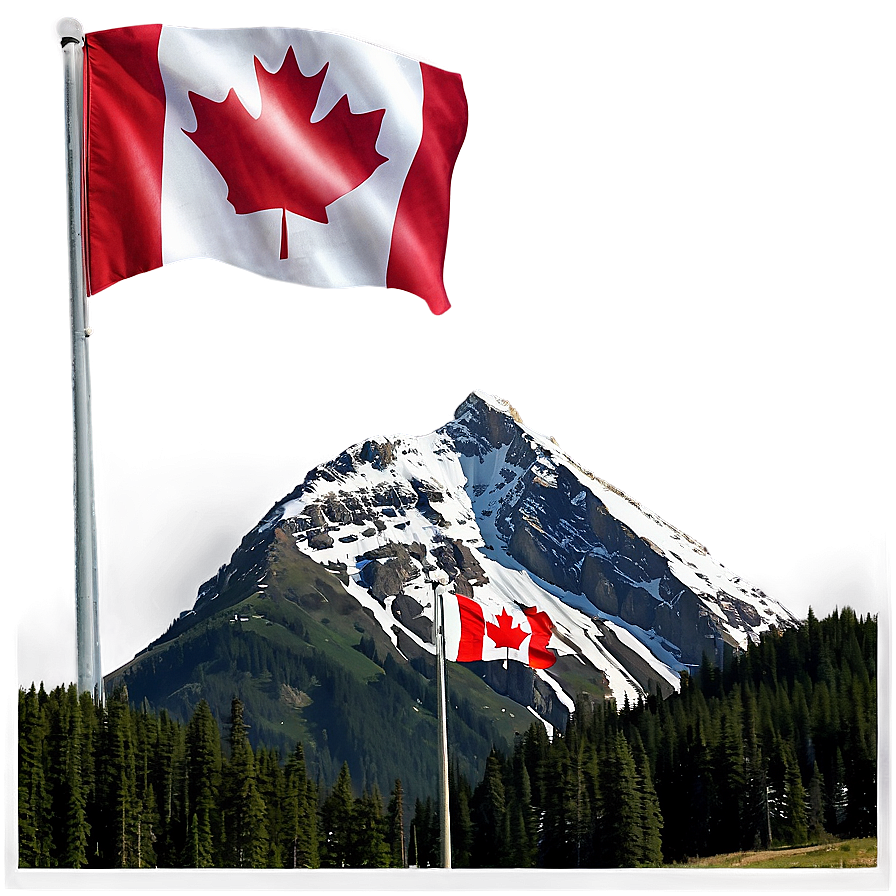 Canada Flag with Mountains Background PNG 05232024 PNG with transparent background