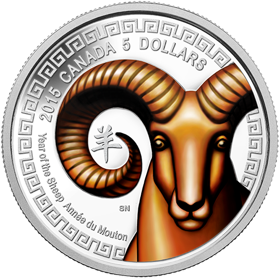 Canadian5 Dollar Yearofthe Sheep Coin2015